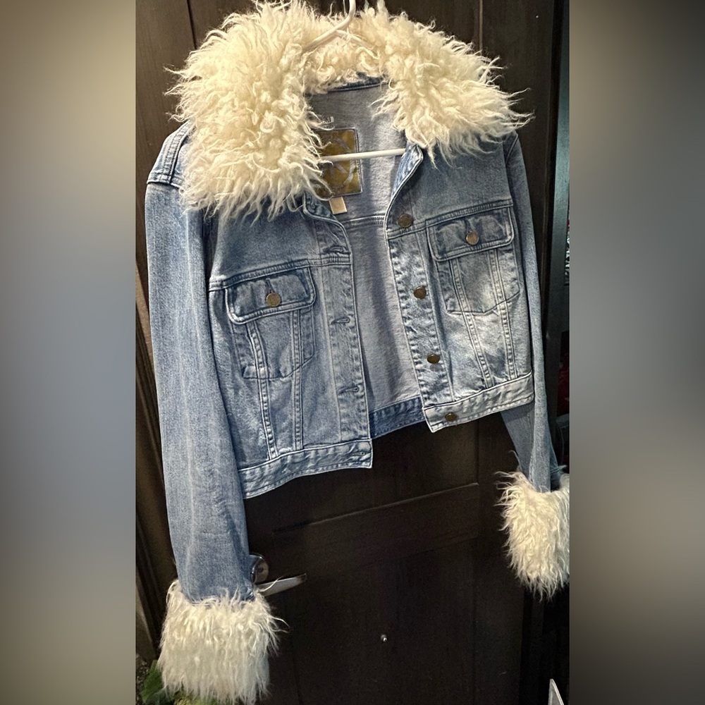 Michael Kors Denim Jacket with detachable faux fur